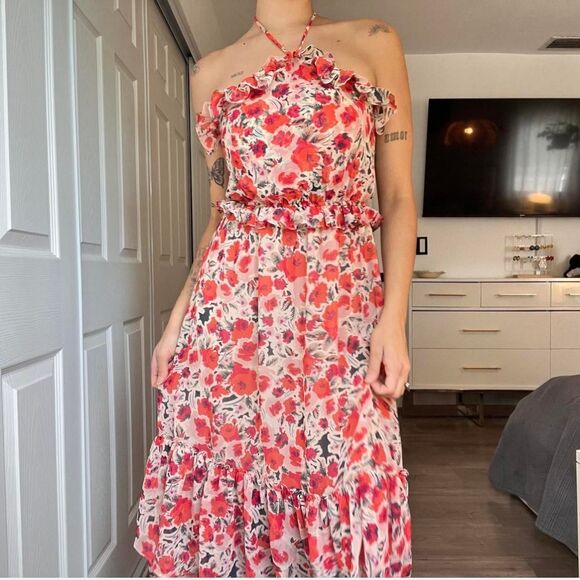 MISA Los Angeles Floral Halter Maxi Dress – Size Small - Picture 1 of 8